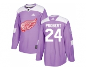 Men Adidas Detroit Red Wings #24 Bob Probert Purple Authentic Fights Cancer Stitched NHL Jersey