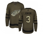 Men Adidas Detroit Red Wings #3 Nick Jensen Green Salute to Service Stitched NHL Jersey