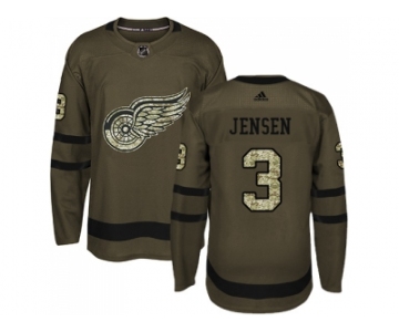 Men Adidas Detroit Red Wings #3 Nick Jensen Green Salute to Service Stitched NHL Jersey