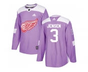 Men Adidas Detroit Red Wings #3 Nick Jensen Purple Authentic Fights Cancer Stitched NHL Jersey