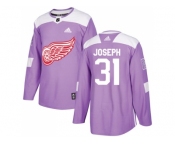 Men Adidas Detroit Red Wings #31 Curtis Joseph Purple Authentic Fights Cancer Stitched NHL Jersey