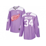 Men Adidas Detroit Red Wings #34 Petr Mrazek Purple Authentic Fights Cancer Stitched NHL Jersey