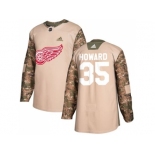 Men Adidas Detroit Red Wings #35 Jimmy Howard Camo Authentic 2017 Veterans Day Stitched NHL Jersey