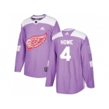 Men Adidas Detroit Red Wings #4 Gordie Howe Purple Authentic Fights Cancer Stitched NHL Jersey