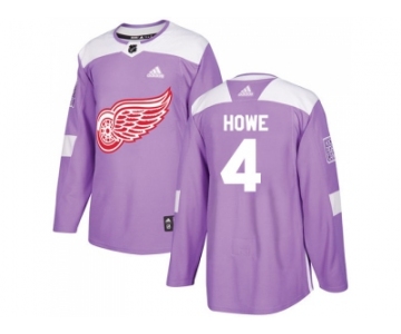 Men Adidas Detroit Red Wings #4 Gordie Howe Purple Authentic Fights Cancer Stitched NHL Jersey