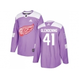 Men Adidas Detroit Red Wings #41 Luke Glendening Purple Authentic Fights Cancer Stitched NHL Jersey