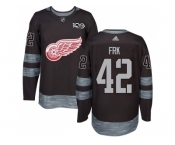 Men Adidas Detroit Red Wings #42 Martin Frk Black 1917-2017 100th Anniversary Stitched NHL Jersey