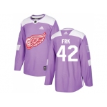 Men Adidas Detroit Red Wings #42 Martin Frk Purple Authentic Fights Cancer Stitched NHL Jersey