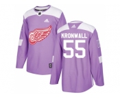 Men Adidas Detroit Red Wings #55 Niklas Kronwall Purple Authentic Fights Cancer Stitched NHL Jersey