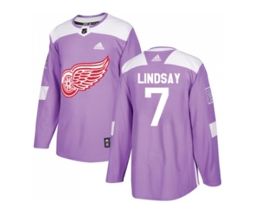 Men Adidas Detroit Red Wings #7 Ted Lindsay Purple Authentic Fights Cancer Stitched NHL Jersey