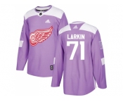 Men Adidas Detroit Red Wings #71 Dylan Larkin Purple Authentic Fights Cancer Stitched NHL Jersey