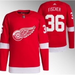 Men Detroit Red Wings #36 Christian Fischer Red Stitched Jersey