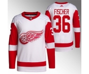 Men Detroit Red Wings #36 Christian Fischer White Stitched Jersey