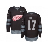 Men's Adidas Detroit Red Wings #17 Brett Hull Authentic Black 1917-2017 100th Anniversary NHL Jersey