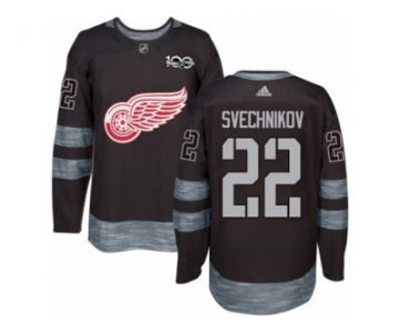 Men's Adidas Detroit Red Wings #22 Evgeny Svechnikov Authentic Black 1917-2017 100th Anniversary NHL Jersey