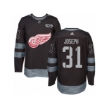 Men's Adidas Detroit Red Wings #31 Curtis Joseph Authentic Black 1917-2017 100th Anniversary NHL Jersey