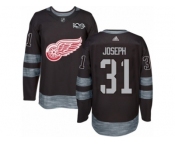 Men's Adidas Detroit Red Wings #31 Curtis Joseph Authentic Black 1917-2017 100th Anniversary NHL Jersey