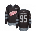 Men's Adidas Detroit Red Wings #95 Dennis Cholowski Authentic Black 1917-2017 100th Anniversary NHL Jersey