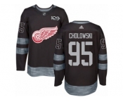 Men's Adidas Detroit Red Wings #95 Dennis Cholowski Authentic Black 1917-2017 100th Anniversary NHL Jersey