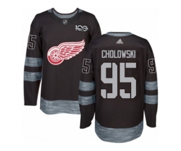 Men's Adidas Detroit Red Wings #95 Dennis Cholowski Authentic Black 1917-2017 100th Anniversary NHL Jersey