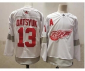 Men's Detroit Red Wings #13 Pavel Datsyuk White Adidas 2020-21 Alternate Authentic Player NHL Jersey