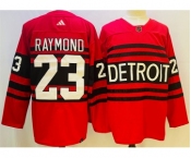 Men's Detroit Red Wings #23 Lucas Raymond Red 2022-23 Reverse Retro Stitched Jersey