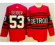 Men's Detroit Red Wings #53 Moritz Seider Red 2022-23 Reverse Retro Stitched Jersey