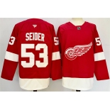 Men's Detroit Red Wings #53 Moritz Seider Red 2024-25 Home Stitched Jersey