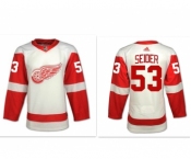 Men's Detroit Red Wings #53 Moritz Seider White Away Hockey Stitched NHL Jersey