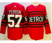 Men's Detroit Red Wings #57 David Perron Red 2022-23 Reverse Retro Stitched Jersey