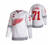 Men's Detroit Red Wings #71 Dylan Larkin White 2020-21 Reverse Retro Alternate Hockey Jersey