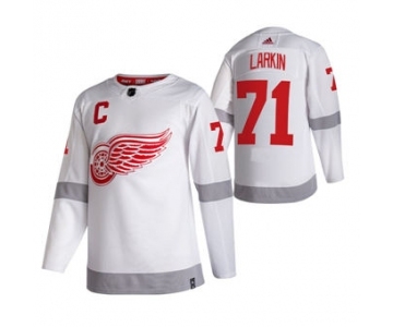 Men's Detroit Red Wings #71 Dylan Larkin White 2020-21 Reverse Retro Alternate Hockey Jersey