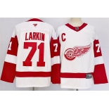 Men's Detroit Red Wings #71 Dylan Larkin White 2024-25 Stitched Jersey