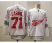 Men's Detroit Red Wings #71 Dylan Larkin White Adidas 2020-21 Alternate Authentic Player NHL Jersey