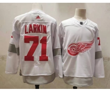 Men's Detroit Red Wings #71 Dylan Larkin White Adidas 2020-21 Alternate Authentic Player NHL Jersey