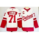 Men's Detroit Red Wings #71 Dylan Larkin White Red 2024-25 With C Patch Stitched Jersey