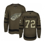 Men's Detroit Red Wings #72 Andreas Athanasiou Green Salute to Service Stitched Hockey Jersey