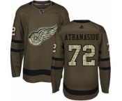 Men's Detroit Red Wings #72 Andreas Athanasiou Green Salute to Service Stitched Hockey Jersey