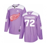 Men's Detroit Red Wings #72 Andreas Athanasiou Purple Fights Cancer Stitched Hockey Jersey