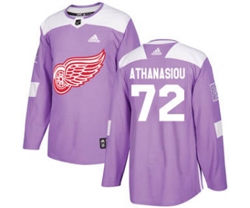 Men's Detroit Red Wings #72 Andreas Athanasiou Purple Fights Cancer Stitched Hockey Jersey