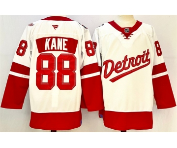 Men's Detroit Red Wings #88 Patrick Kane White Red 2024-25 Stitched Jersey