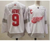 Men's Detroit Red Wings #9 Gordie Howe White Adidas 2020-21 Alternate Authentic Player NHL Jersey