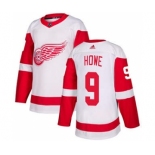 Men's Detroit Red Wings #9 Gordie Howe White Road Stitched Hockey Jersey