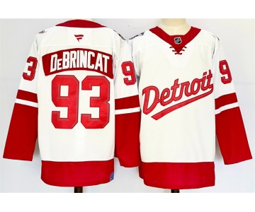 Men's Detroit Red Wings #93 Alex DeBrincat White Red 2024-25 Stitched Jersey