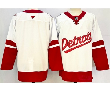 Men's Detroit Red Wings Blank White Red 2024-25 Stitched Jersey