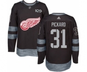 Men's Red Wings #31 Calvin Pickard Black 1917-2017 100th Anniversary Stitched Hockey Jersey