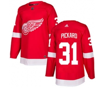 Men's Red Wings #31 Calvin Pickard Red Home Authentic Stitched Hockey Jersey