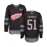 Men's Red Wings #51 Valtteri Filppula Black 1917-2017 100th Anniversary Stitched Hockey Jersey