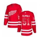 Men's Red Wings #51 Valtteri Filppula Red Home Authentic Drift Fashion Stitched Hockey Jersey