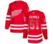 Men's Red Wings #51 Valtteri Filppula Red Home Authentic Drift Fashion Stitched Hockey Jersey